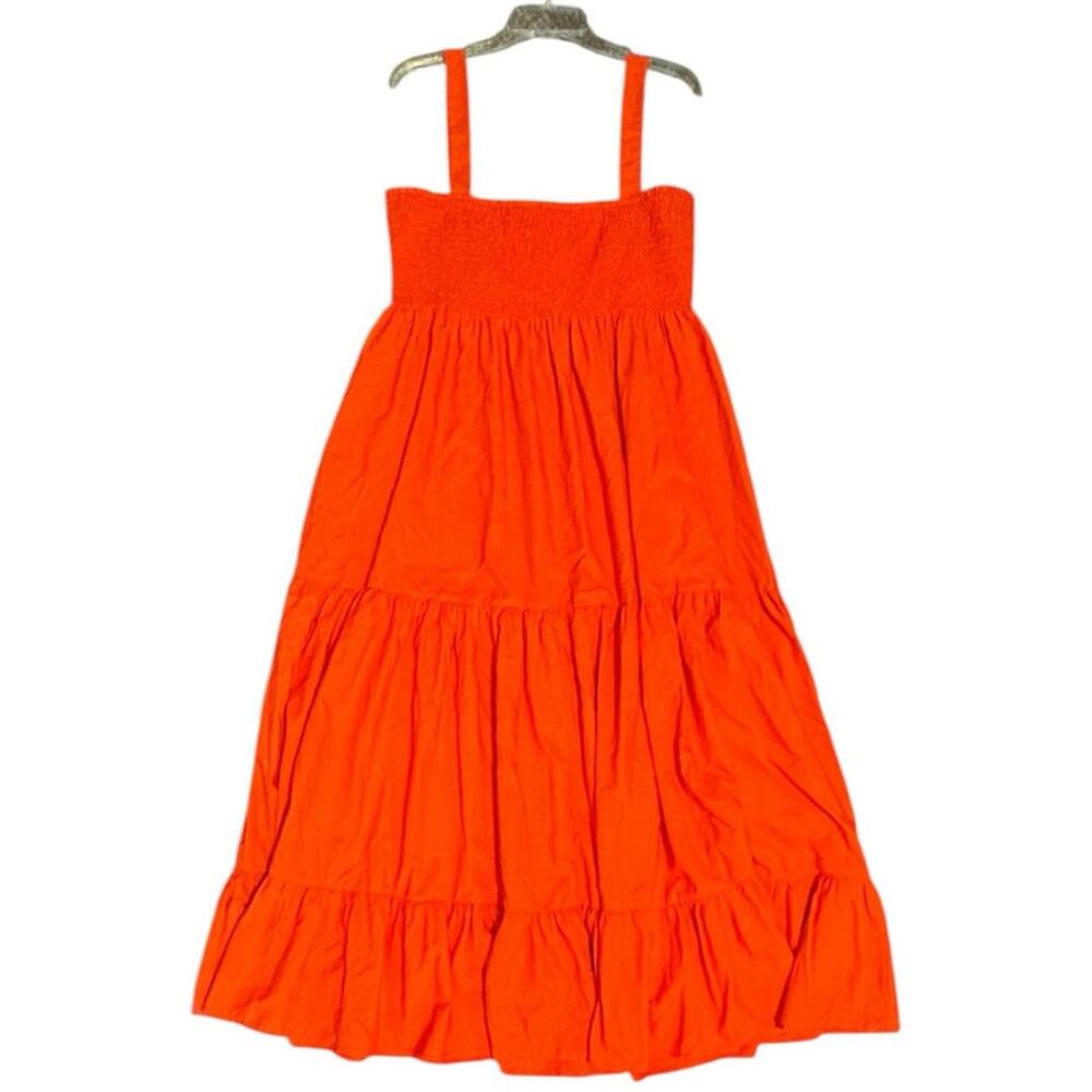 NWT ZARA Orange Smocked Tiered Midi Dress Summer Holiday Gift Ready Sz XXL - Picture 3 of 6